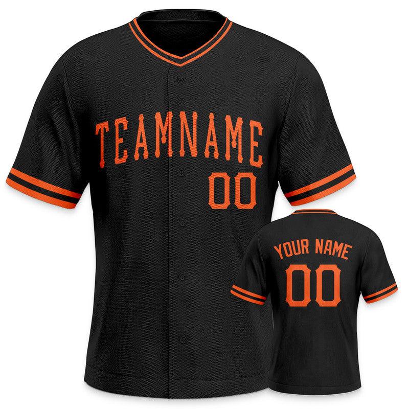 Custom Black Orange Authentic Baseball Jersey-1