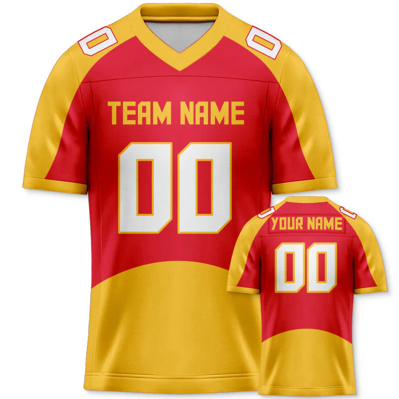 Custom Gold Red-White Concept Version Authentic Football Jersey